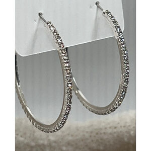 Baubles Silver Channel Set Hoops